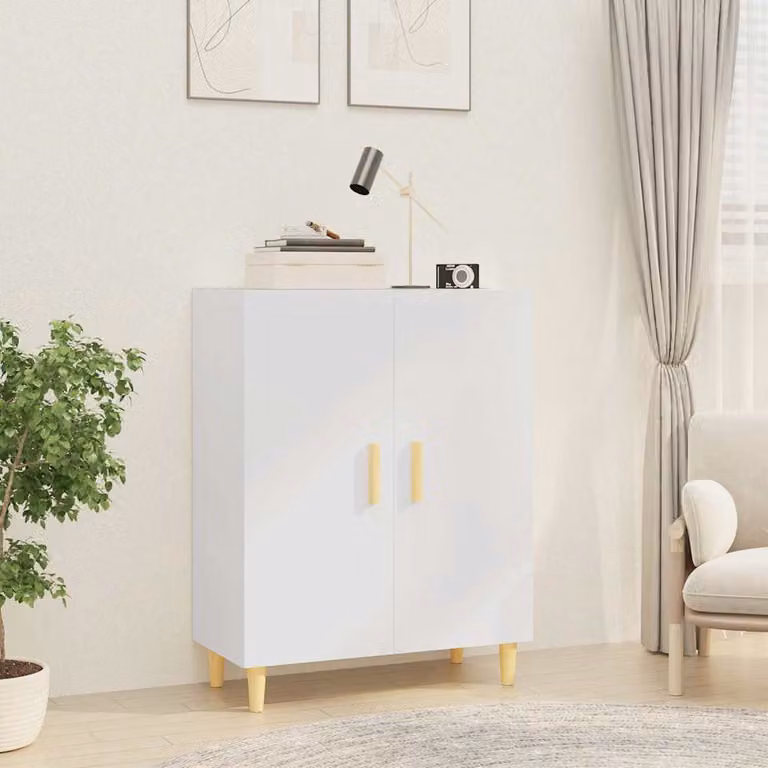 Credenza bianca moderna vidaXL in legno multistrato e MDF L: 70 cm, P: 34 cm, H: 90 cm