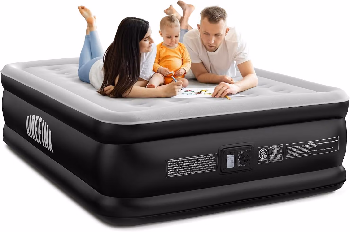 Materasso gonfiabile autogonfiante per 2 persone, dimensioni 203 x 152 x 46 cm, con pompa integrata, ideale per il campeggio