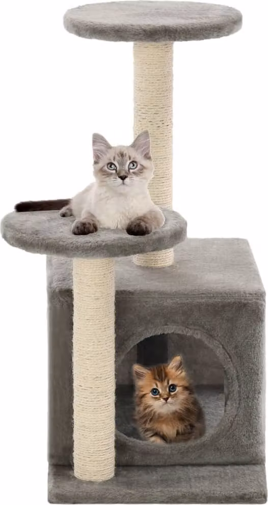The Living Store Albero per gatti con tiragraffi in Sisal 60 cm Grigio