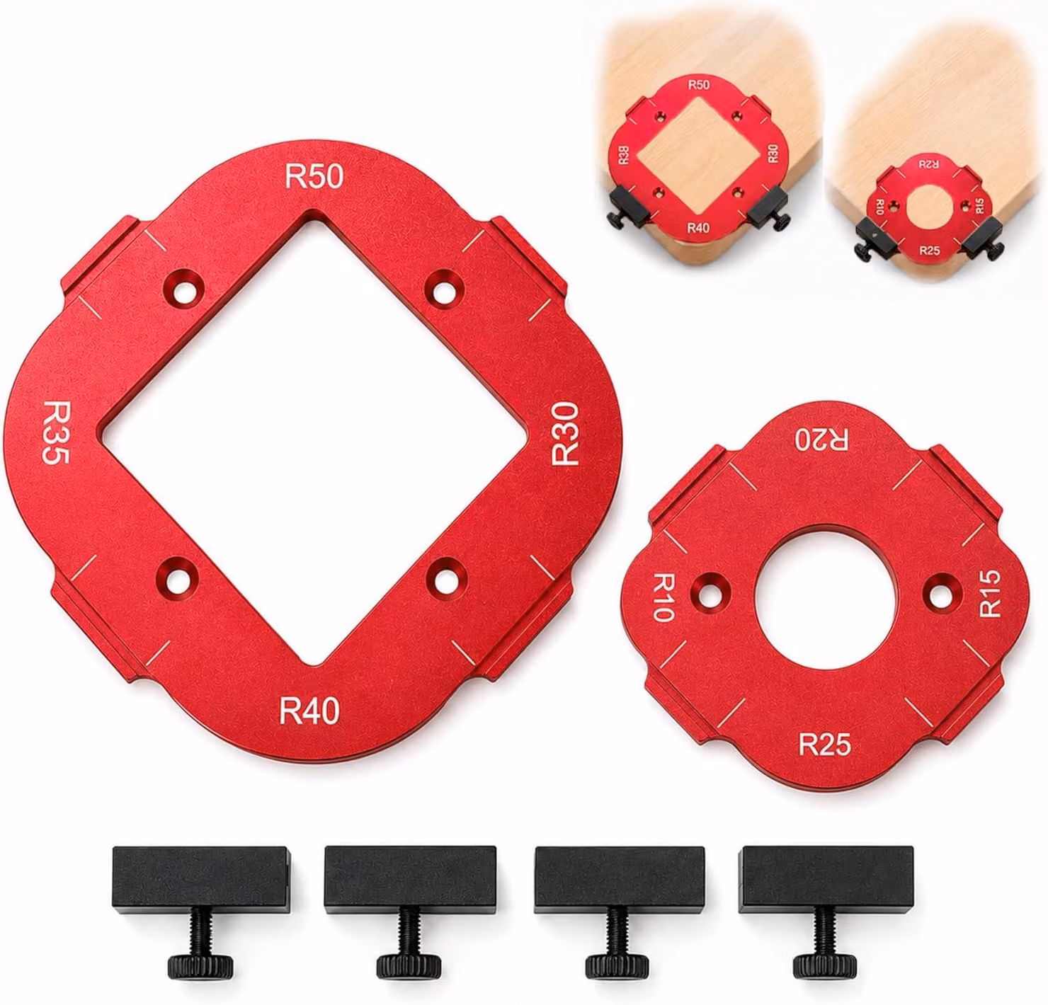 Set di guide sagomate, 2 pezzi, raggio da R10 a R50, in lega di alluminio, per fresatrici a colonna