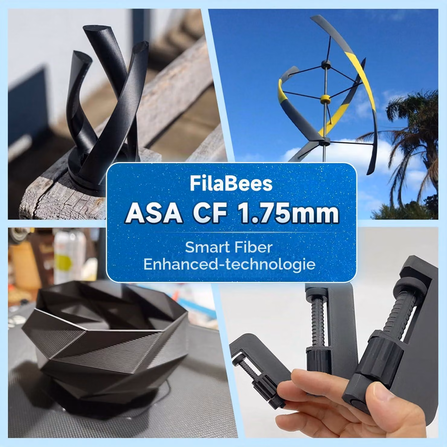 Filamento per stampa 3D in fibra di carbonio, diametro 1,75 mm, colore nero, 1 rotolo, ideale per stampe resistenti