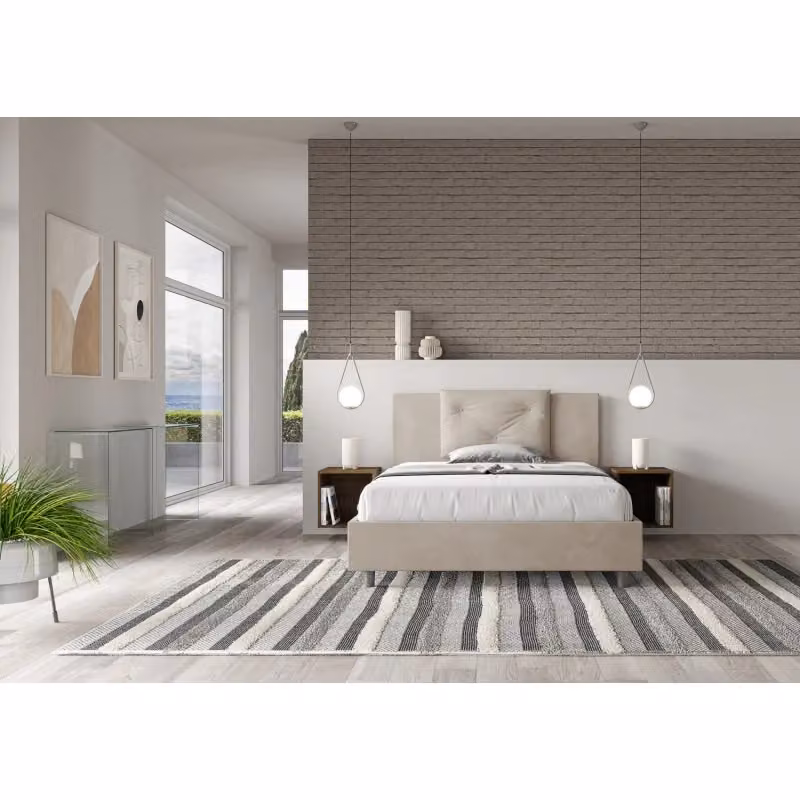 Letto imbottito con contenitore Ityhome Appia in microfibra beige L: 145 cm, P: 222 cm, H: 110 cm – 2