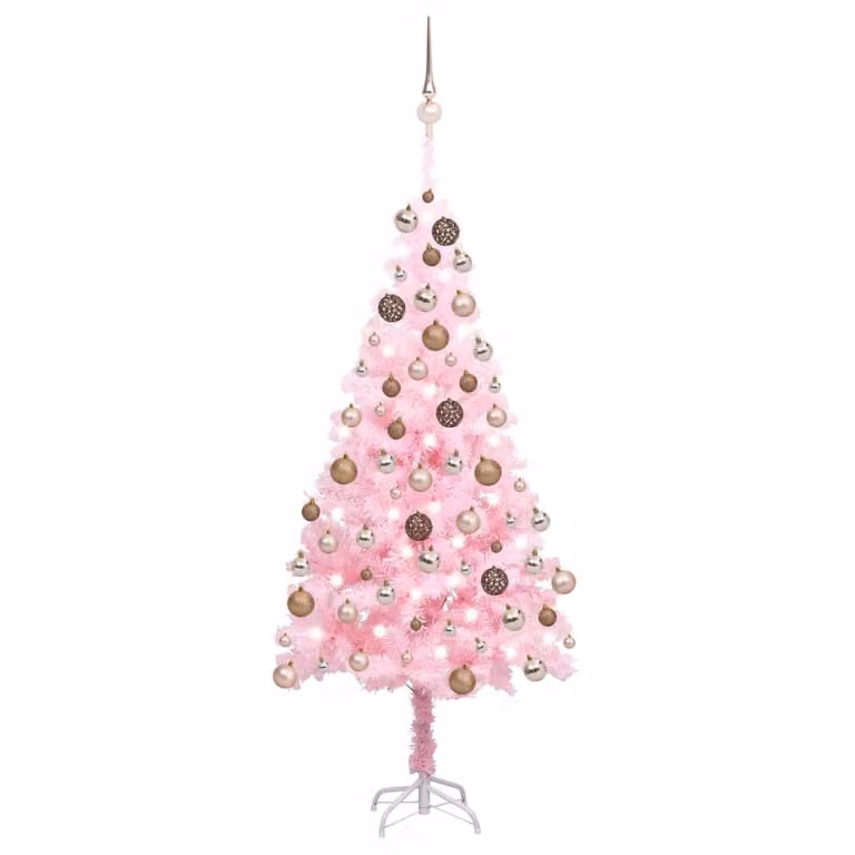 Maison Exclusive - Albero di Natale artificiale con luci e palline rosa, 180 cm