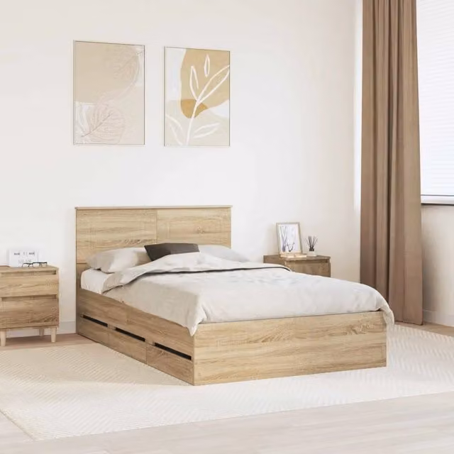 Struttura del letto con cassetto Rovere Sonoma 120 x 190 cm 3408000
