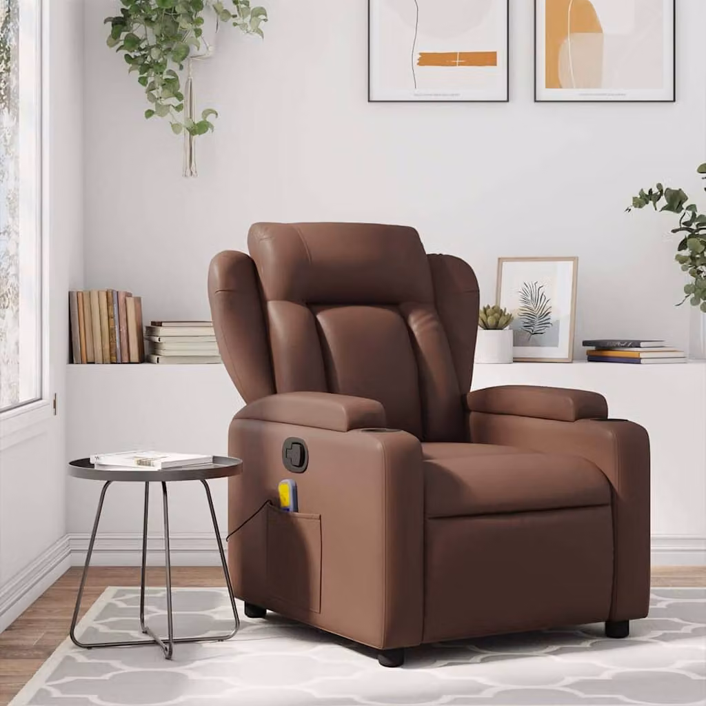 vidaXL Poltrona Reclinabile Relax in Similpelle Marrone con Braccioli e Regolazione Manuale