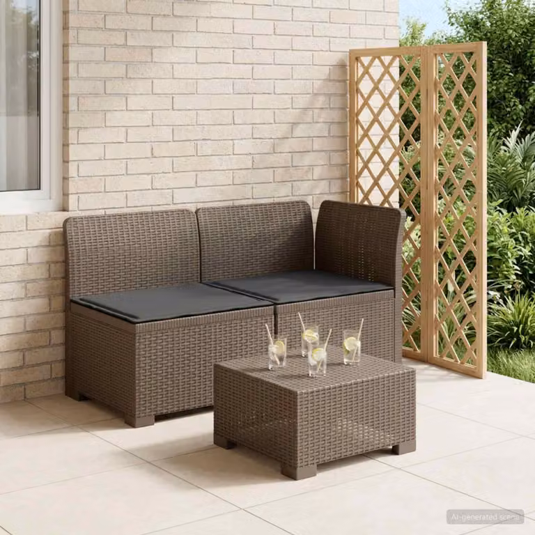 vidaXL Divano da Giardino a 2 Posti con Cuscini in Effetto Rattan e Tessuto Resistente alle Intemperie