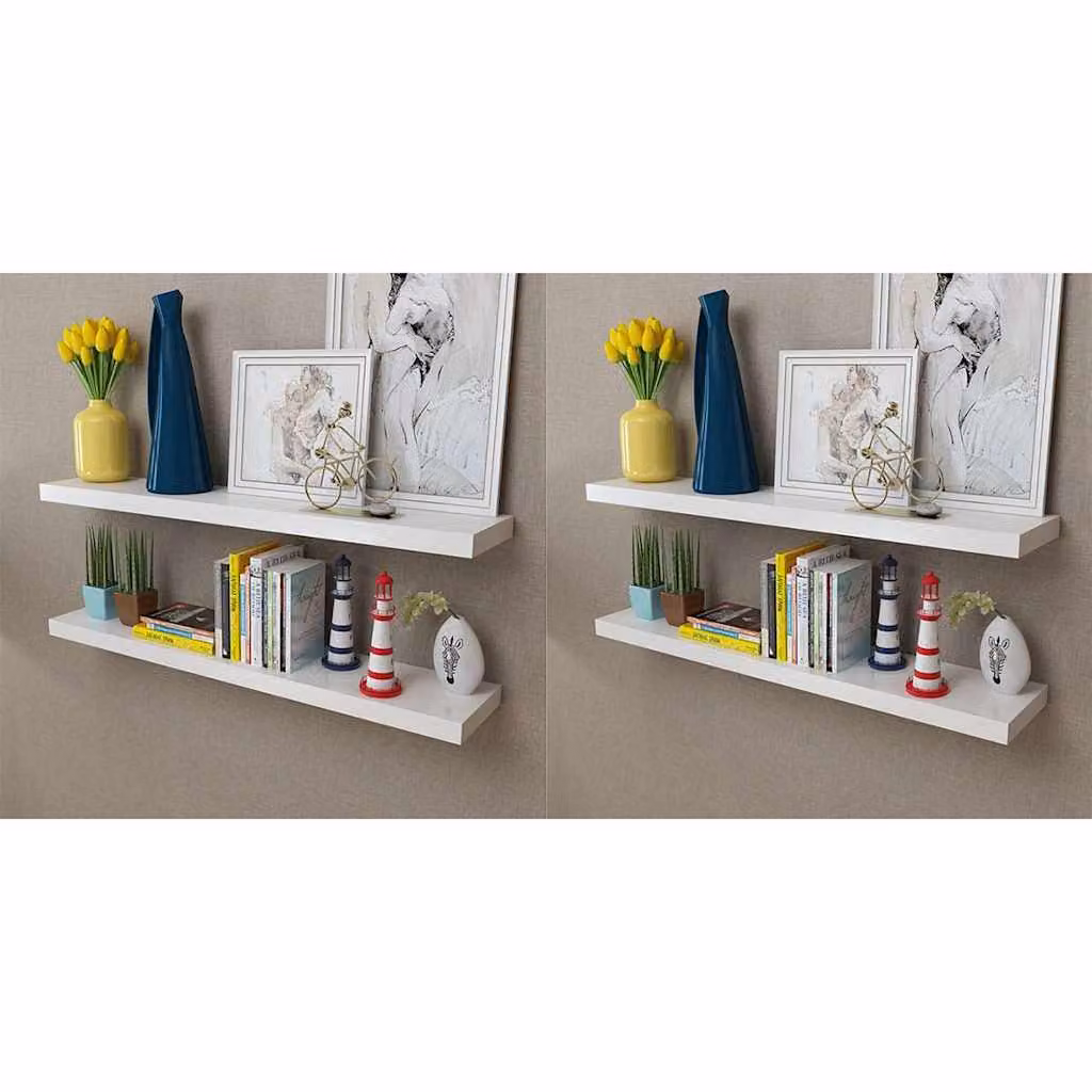 Set di 4 mensole a parete vidaXL in MDF bianche, larghezza: 100 cm