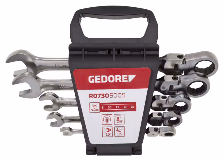 GEDORE red R07305005 Set di chiavi a cricchetto articolate SW8-19 mm, 3300890