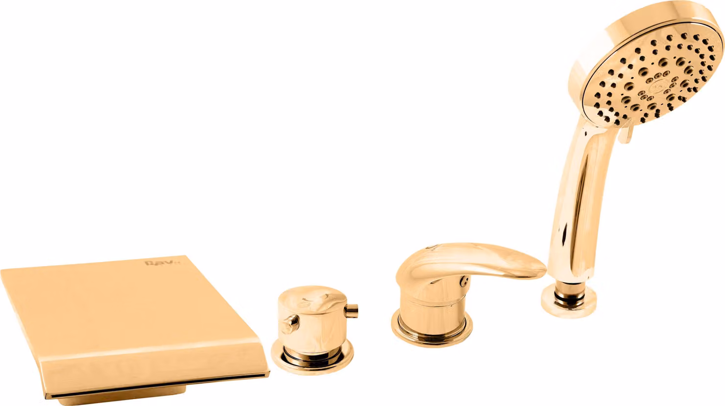 DUNAJ - Miscelatore per vasca a 4 fori, a cascata, dorato - lucido D473.0PZ, RAV Slezák