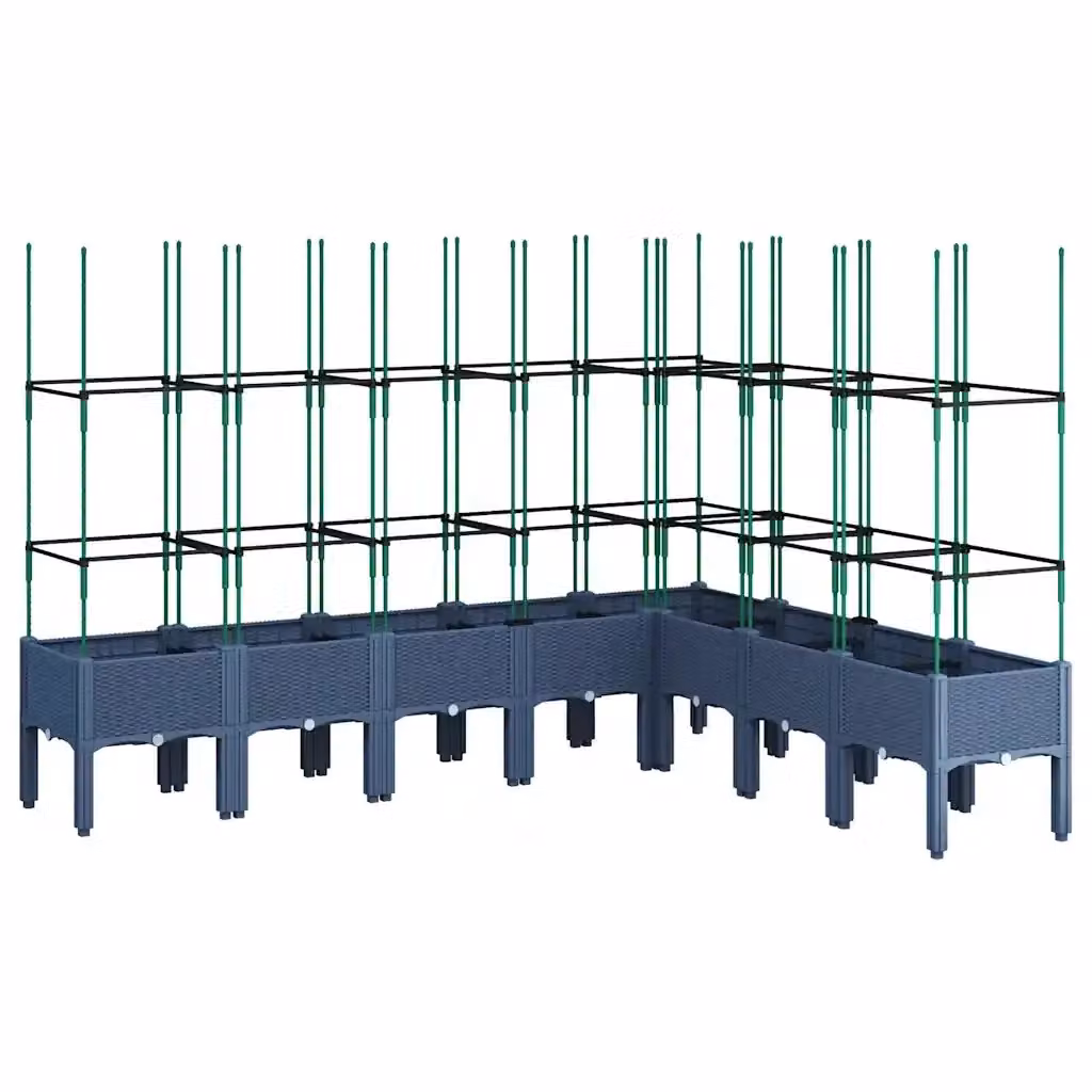Fioriera da giardino con traliccio vidaxl in plastica grigio blu L: 200 cm, P: 160 cm, H: 142,5 cm – 2