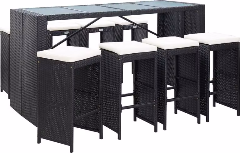 Maison Exclusive - Set da giardino completo, 9 pezzi, in rattan sintetico nero