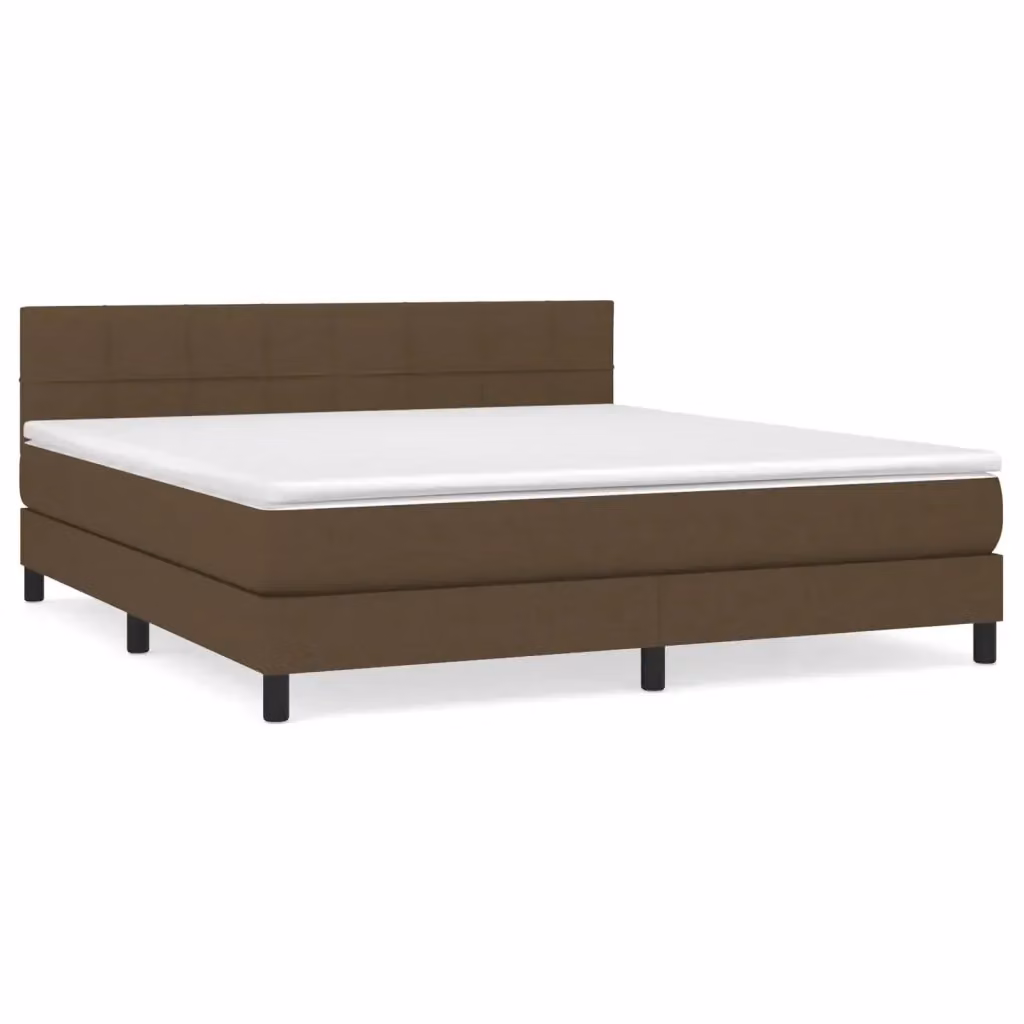 Giroletto a molle con materasso ibrido vidaXL in tessuto marrone e bianco L/P/H: 160 x 200 x 88 cm – 2