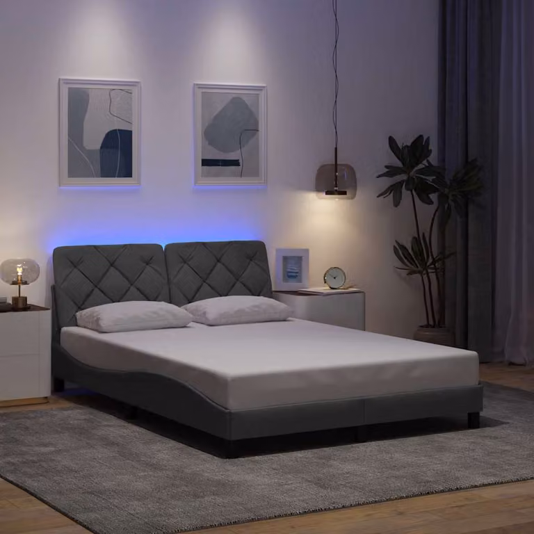 vidaXL Giroletto con LED e porta di ricarica USB, Grigio Chiaro, 140 x 190 cm