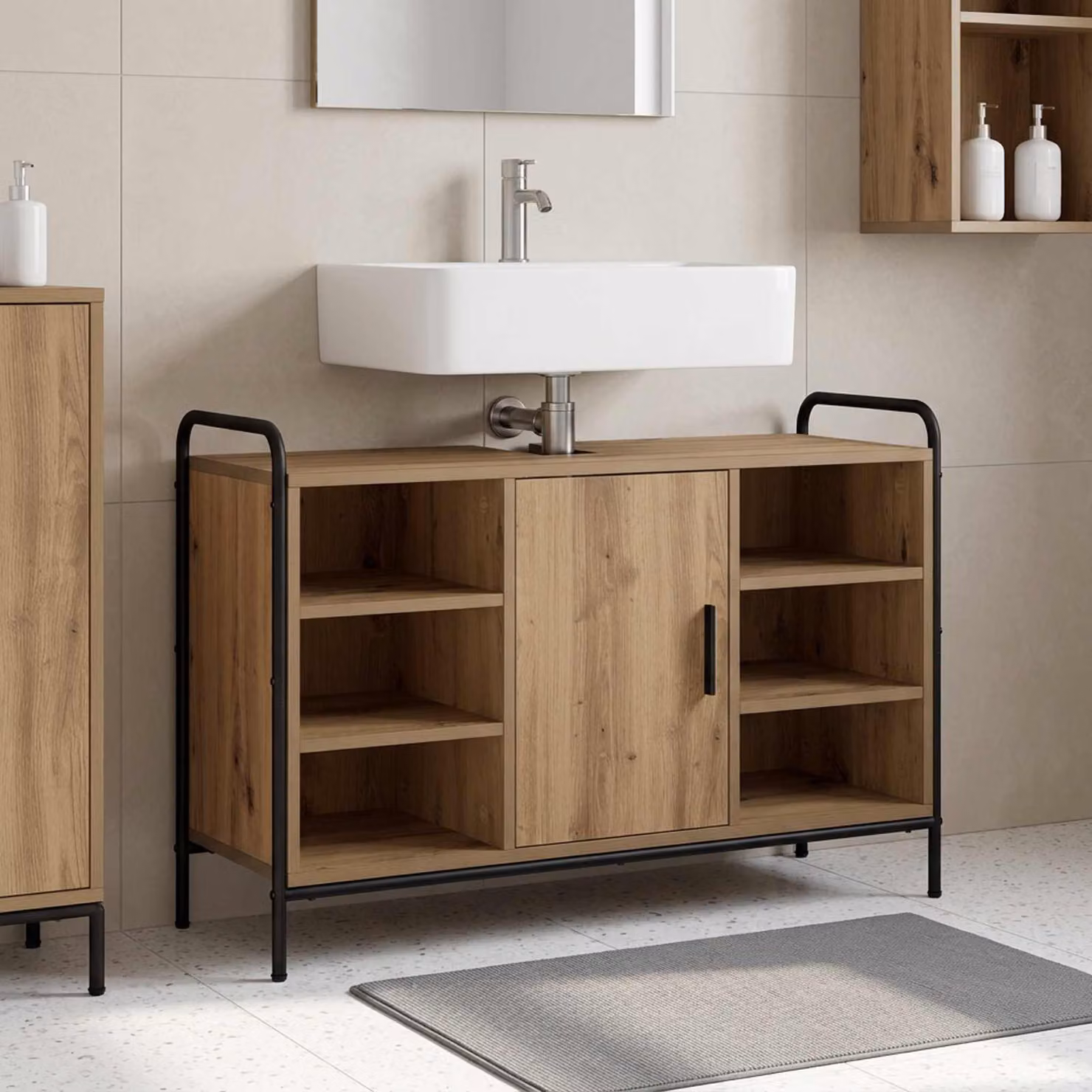 vidaXL Mobile da Bagno Rovere Artigianale 95 x 34 x 61 cm