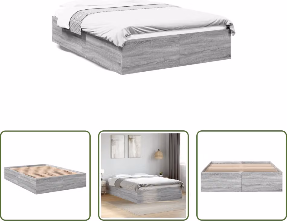 The Living Store Struttura letto grigio Sonoma 120x190 cm in legno
