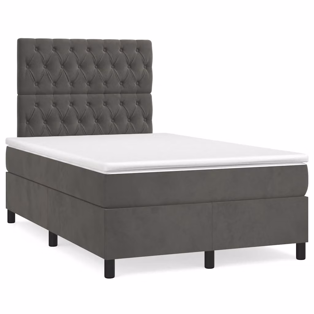 Giroletto a Molle con Materasso Ibrido vidaXL in Velluto Grigio e Bianco L/P/H: 120 x 200 cm