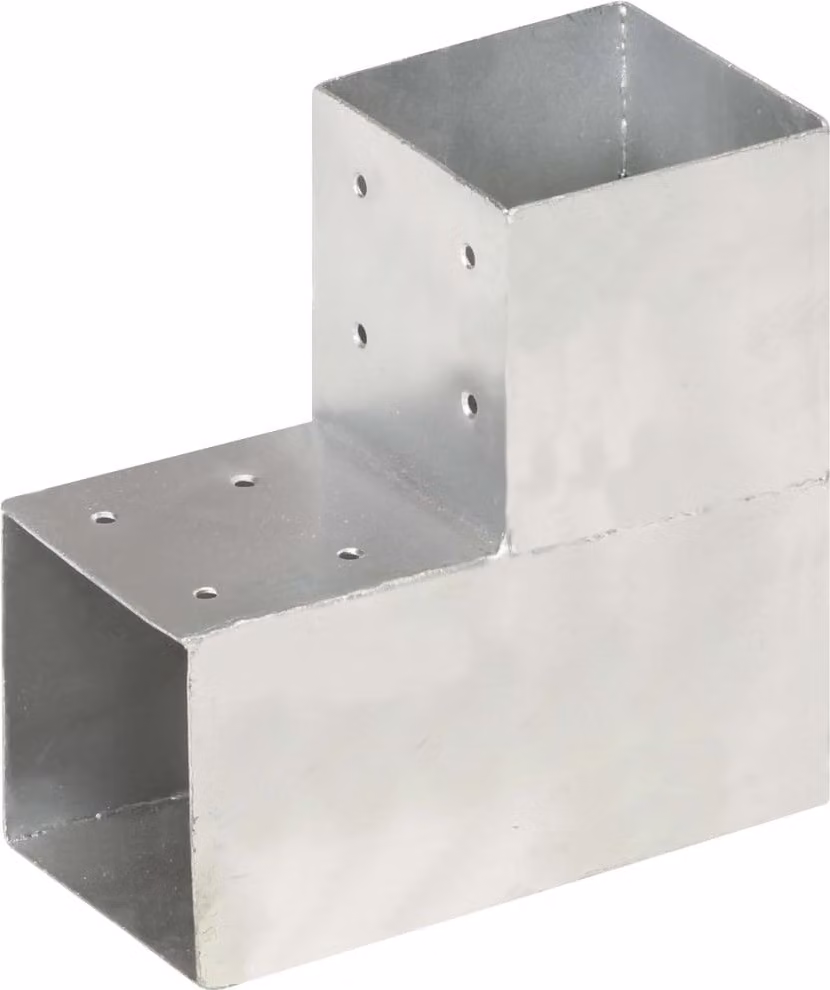 Connettori Pali a Forma di L 4 pz in Metallo Zincato 101x101 mm
