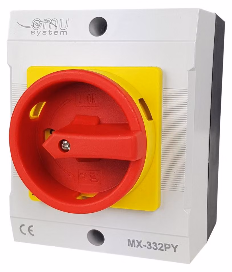 Interruttore a camme trifase 3x32A, 7,5kW, alloggiamento IP65, modello MX-332PY XBS