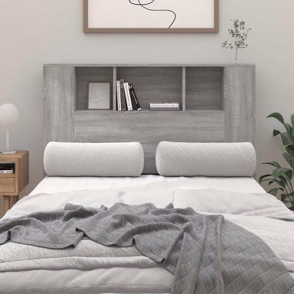 Testiera per letto con scomparti laterali vidaXL, Grigio, L 120 x P 18,5 x H 102,5 cm