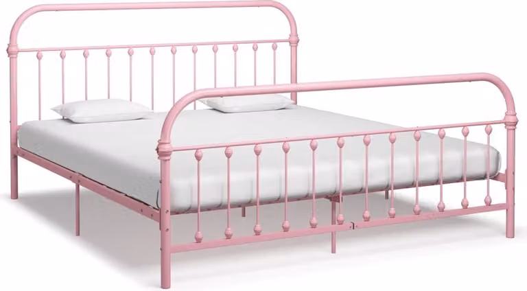 The Living Store Rete da letto in metallo rosa 180x200 cm