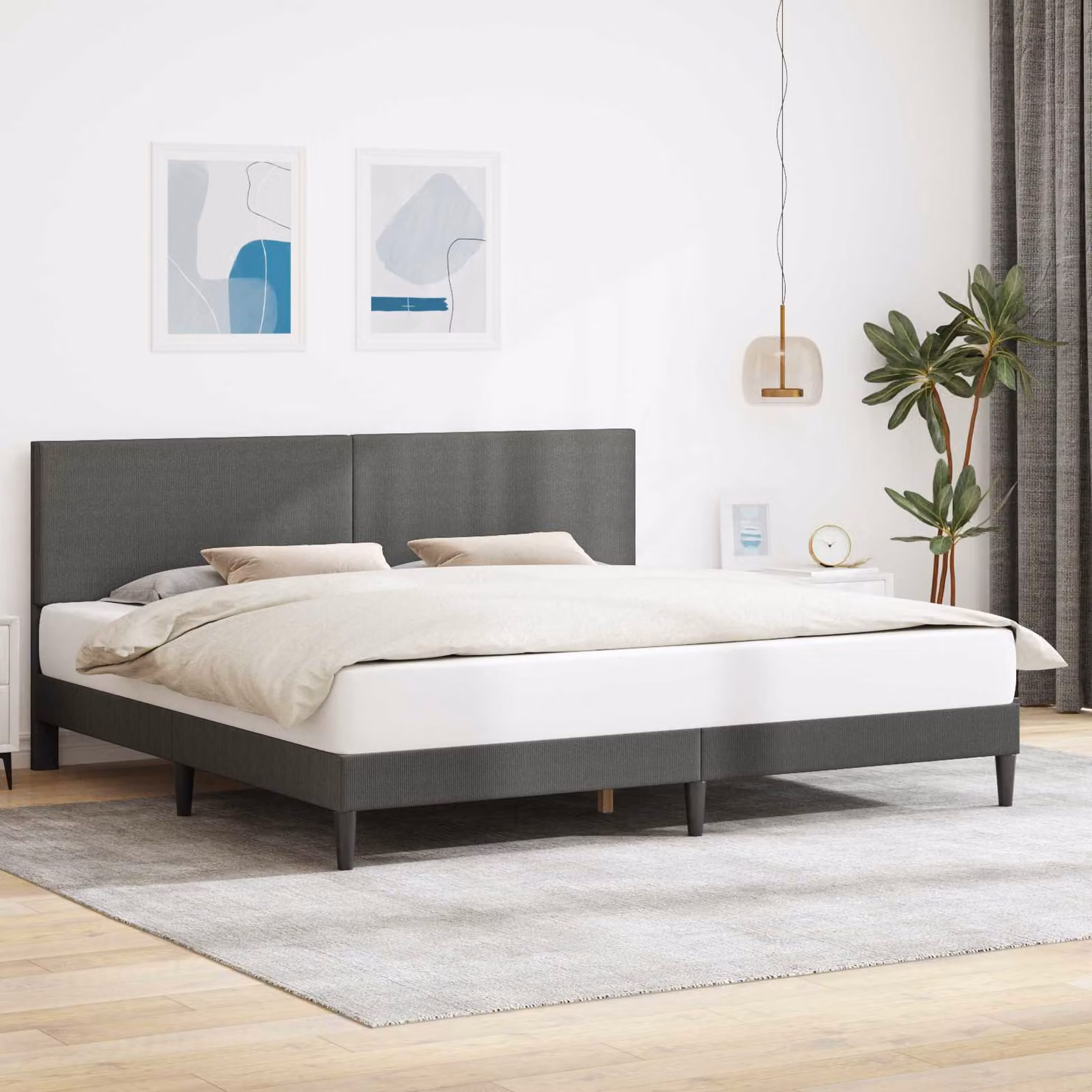 Struttura del letto vidaXL in tessuto cord grey con listelli in legno L/P: 180 x 200 cm