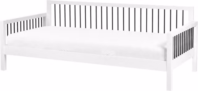 Divano letto 90 x 200 cm con struttura a doghe legno bianco e metallo elegante giardino