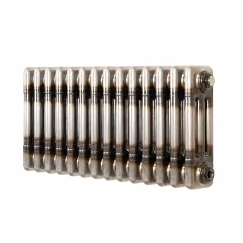 Radiatore Tradizionale 3 Colonne 300 x 650 mm Riscaldamento Metallo Grezzo Acciaio al Carbonio Orizzontale a Parete per Cucina Soggiorno Bagno con Spazzola Pulizia Kit Fissaggio e Staffe