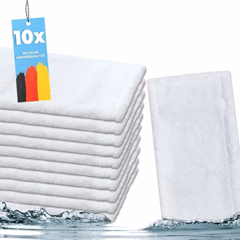 10 panni in microfibra per la pulizia, dimensioni 40 cm, lavabili fino a 90 °C, adatti all'asciugatrice, colore bianco