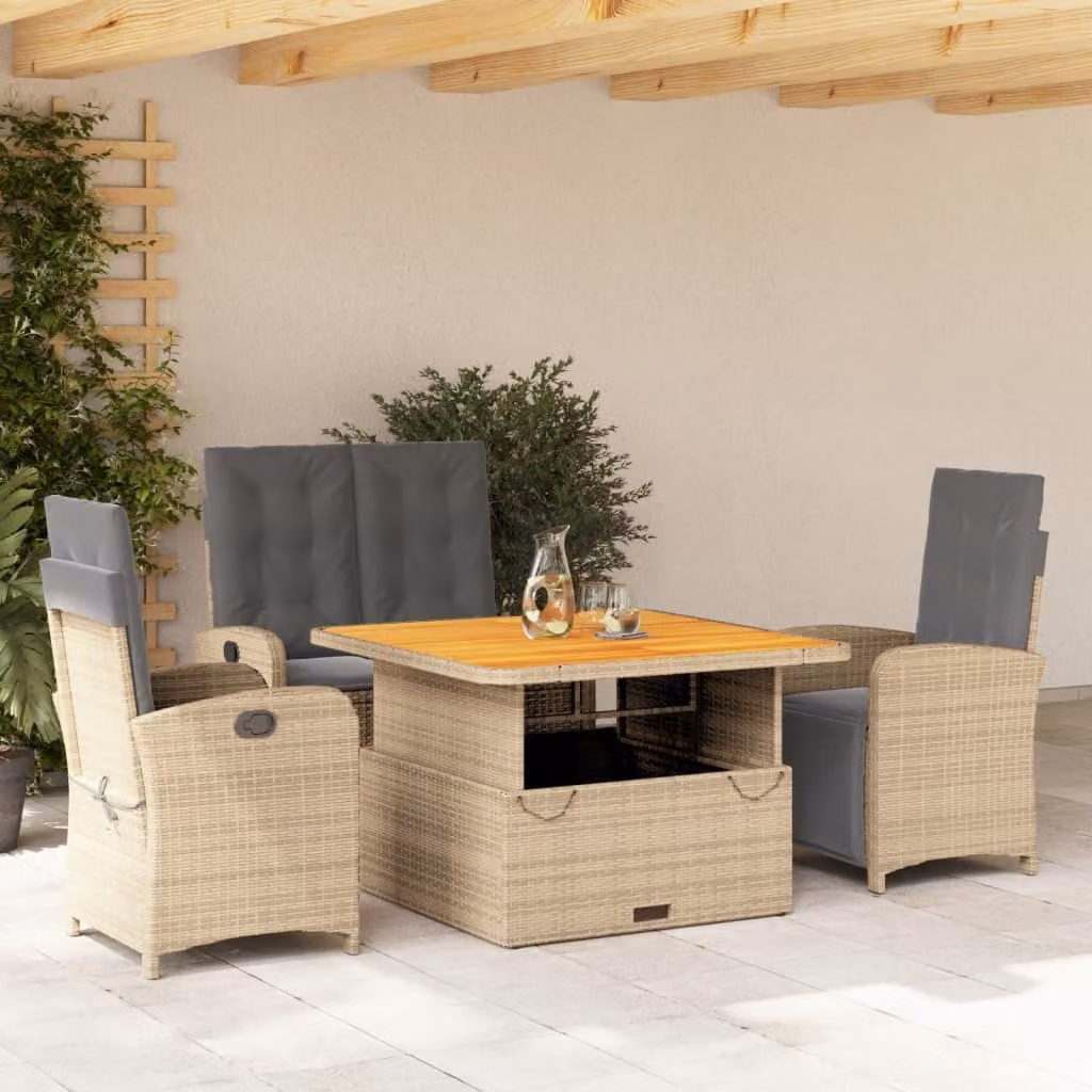 Maison Exclusive - Set da pranzo da giardino 4 pezzi con cuscini in polyrattan beige