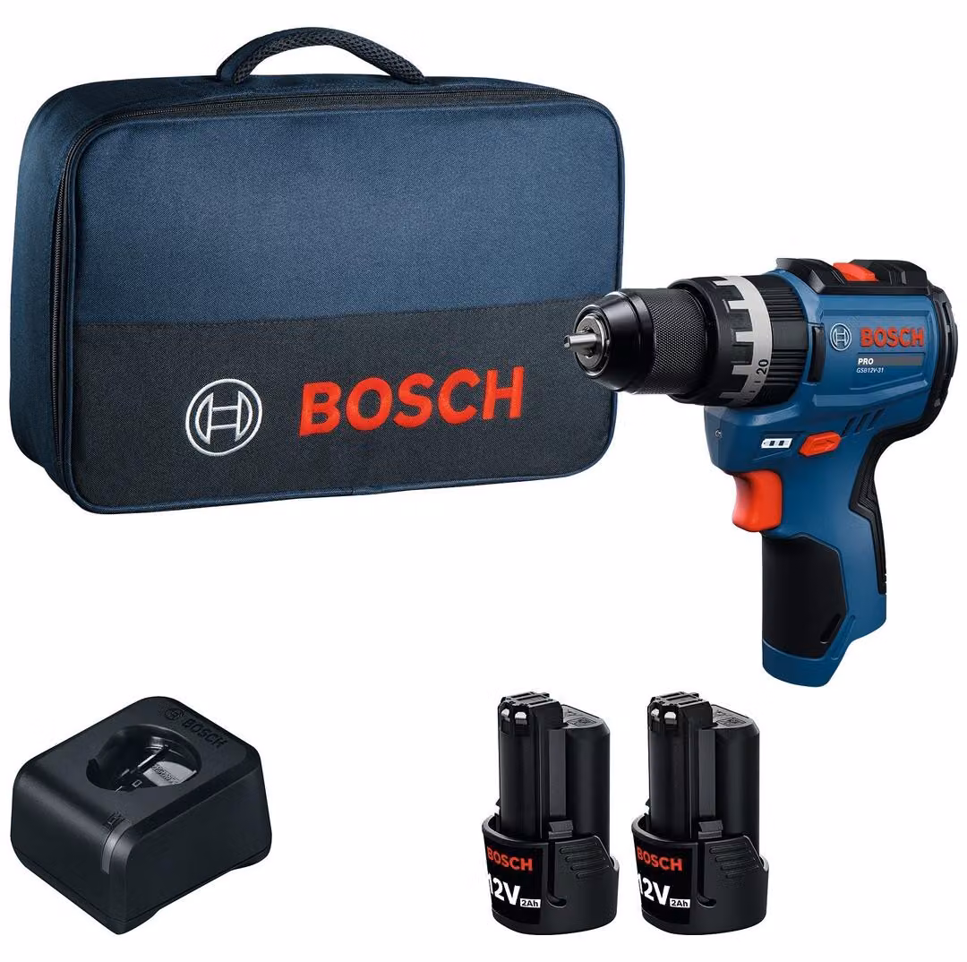 Trapano avvitatore a batteria GSB12V-31, con 2 batterie GBA12V-20, fornito in una custodia per utensili