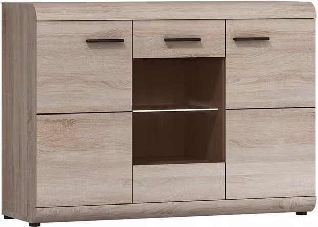 Cassettiera vetrata con illuminazione a LED CLAUDIO 120 – rovere sonoma