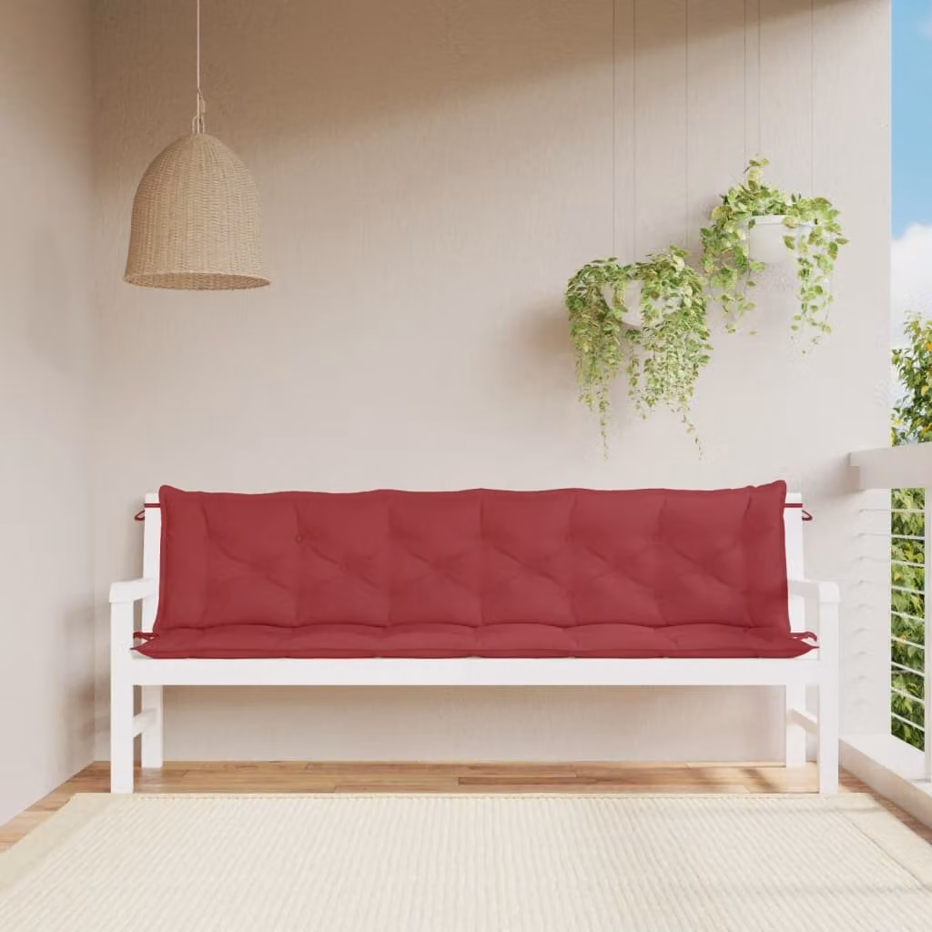Set di 2 cuscini per panca vidaXL in tessuto Oxford rosso, impermeabili e traspiranti, L 200 x P 50 x H 7 cm