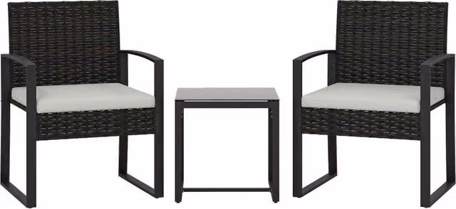 Set bistrot Cipacho in rattan e vetro bianco per giardino, balcone o terrazzo – 1