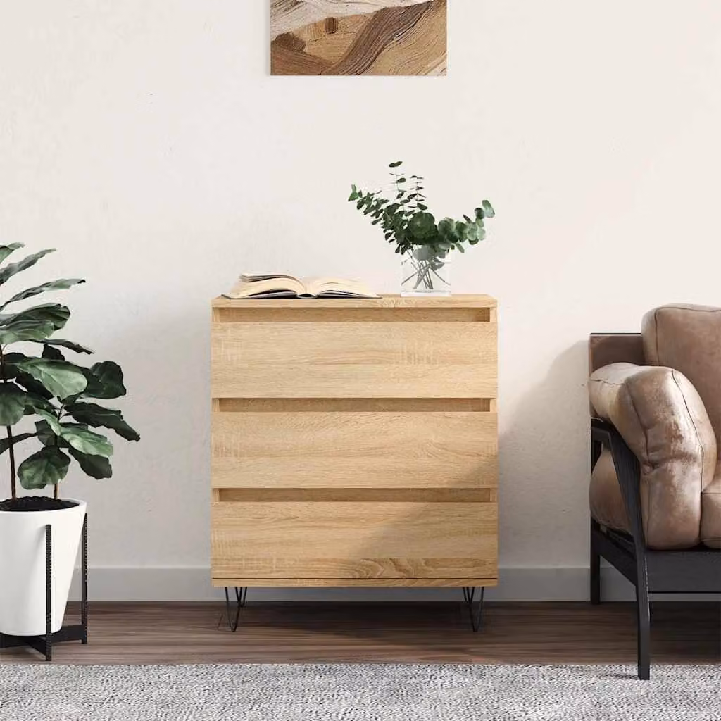 Credenza moderna vidaXL in legno multistrato color rovere Sonoma, L: 60 cm, P: 35 cm, H: 70 cm