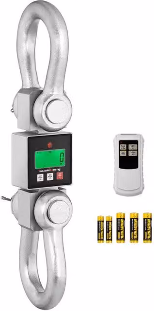 Gancio di pesatura con schermo LCD in acciaio inossidabile e alluminio colore argento, capacità 10.000 kg / 500 g – 1