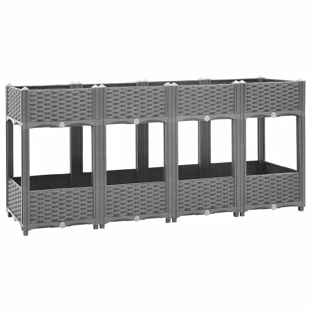 Fioriera Rialzata vidaXL in Polipropilene Grigio L: 160 cm, P: 40 cm, H: 71 cm