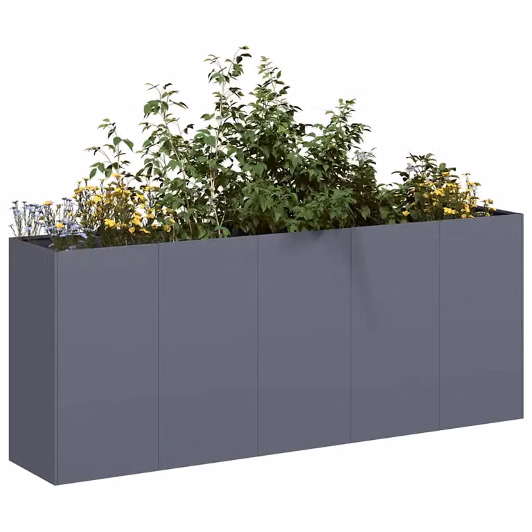 vidaXL Fioriera in Acciaio Antracite L: 200 cm, P: 40 cm, H: 80 cm