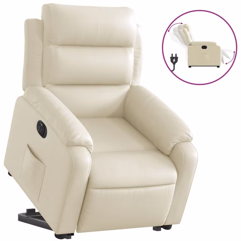 SYFAX™ Poltrona Alzapersona Reclinabile Crema in Pelle finta