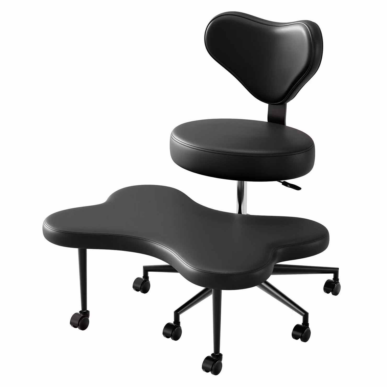 Sedia da meditazione ergonomica per diverse posizioni di seduta, regolabile in altezza con supporto lombare e rotelle, sedia da ufficio per yoga e seduta a gambe incrociate, nera