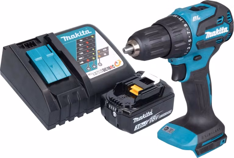 Makita DHP 490 RF1 Trapano avvitatore a percussione a batteria 18 V 65 Nm Brushless + 1x batteria 3,0 Ah + caricabatteria