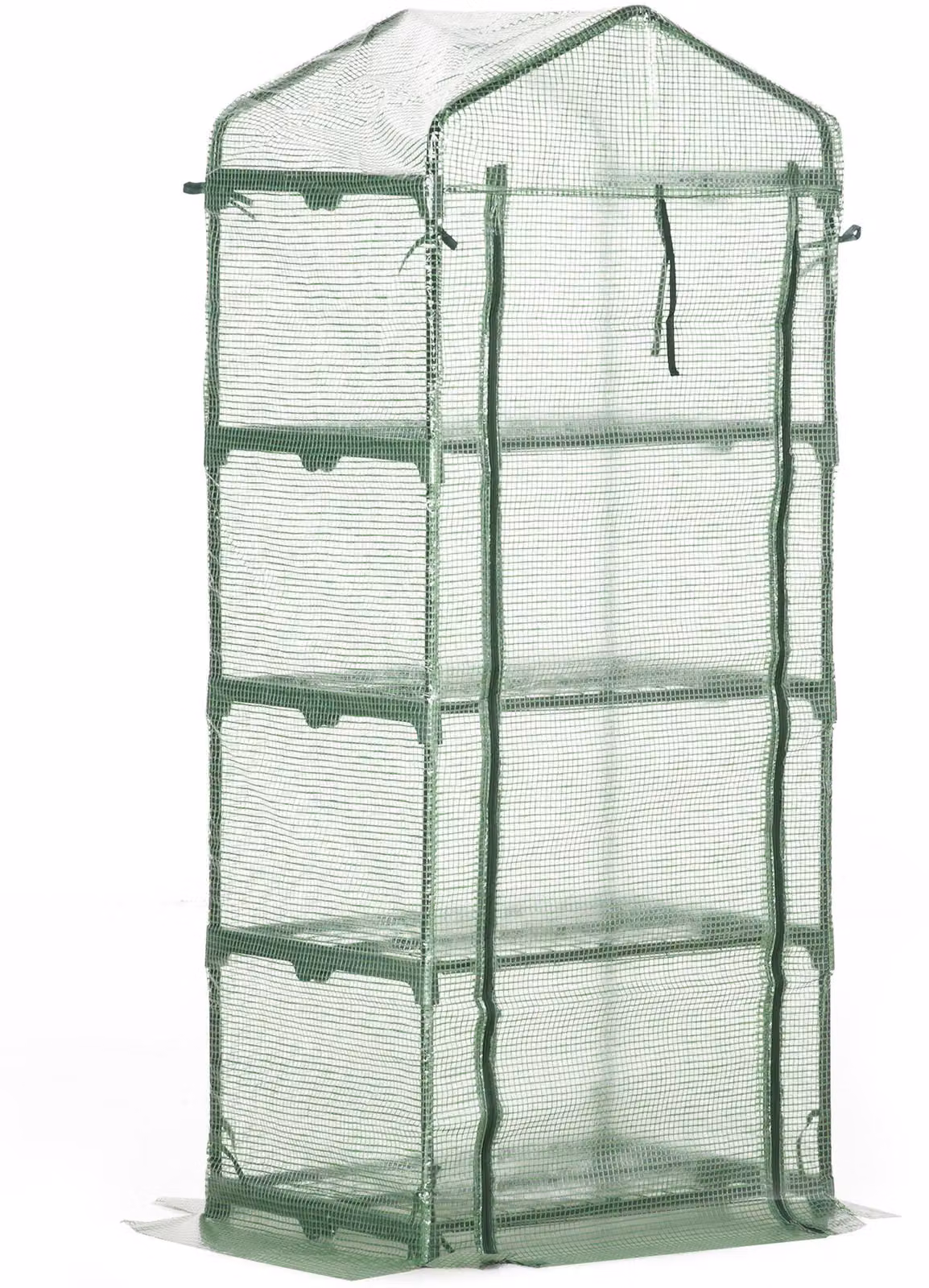 Serra da giardino Moonbite, dimensioni 70 x 50 x 160 cm, con 4 ripiani, mini-serra con porta a rullo e telo protettivo anti-UV, ideale per coltivazioni resistenti al gelo, realizzata in acciaio, colore verde scuro