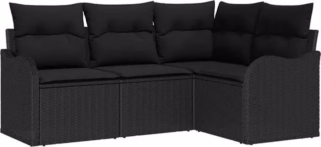 Set Divano da Giardino | Set Salotto da Giardino Nero polyrattan