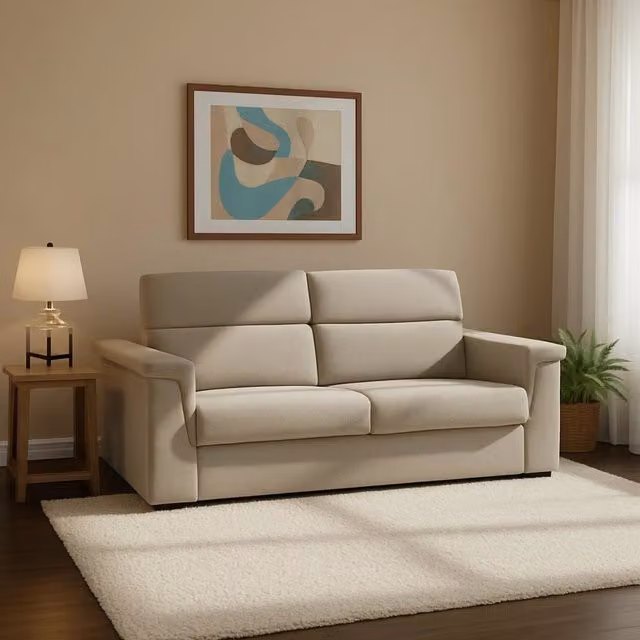 Divano Letto 2 Posti Biscossi DMORA Grigio Tortora con Coperture Sfoderabili e Funzione Letto L: 205 cm, P: 95 cm