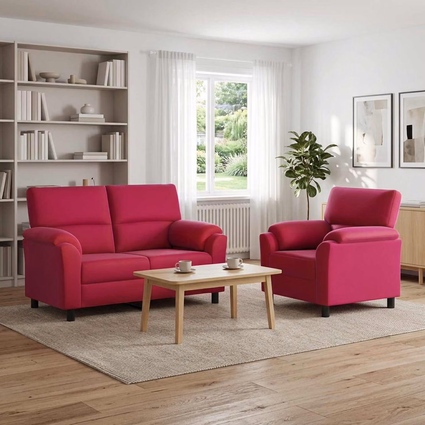 Set di 2 divani moderni vidaXL in velluto rosso con struttura in metallo per il tuo soggiorno