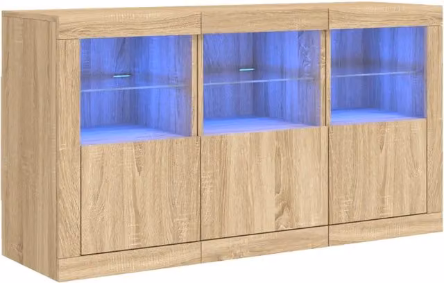 Credenza | Madia | Buffet da pranzo | Armadio da pranzo con Luci LED Rovere Sonoma 123x37x67 cm