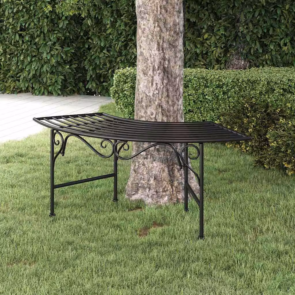 Panchina per Albero vidaXL in Acciaio Verniciato Nero L: 113 cm