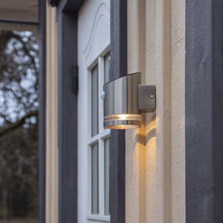 Venicini Applique solari a LED, acciaio inox, con rilevatore di movimento