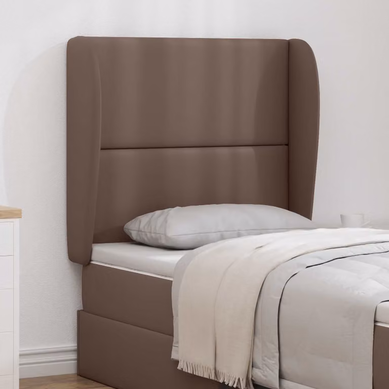 Testata del letto imbottita vidaXL in ecopelle marrone con pannello decorativo moderno