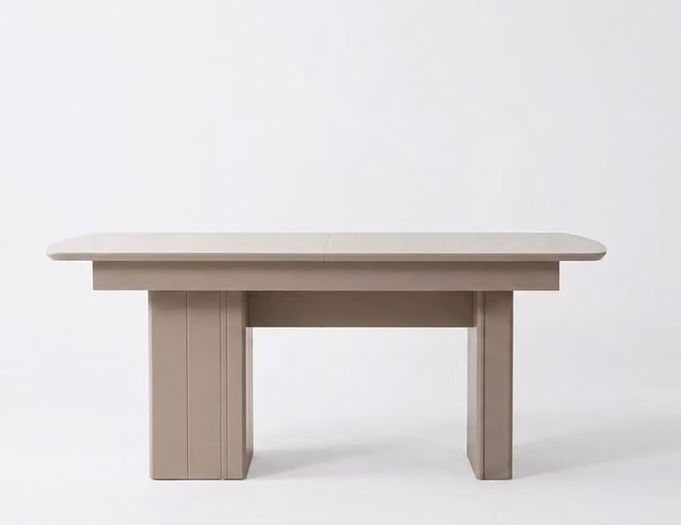 Tavolo con porta scorrevole, grande, spazioso, di colore beige, in stile moderno, nuovo