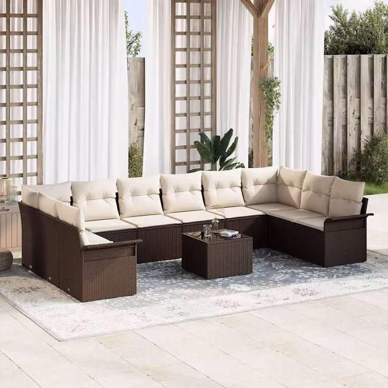 Maison Exclusive - Set Divano da Giardino con cuscino 11 pcs Grigio Poly Rattan